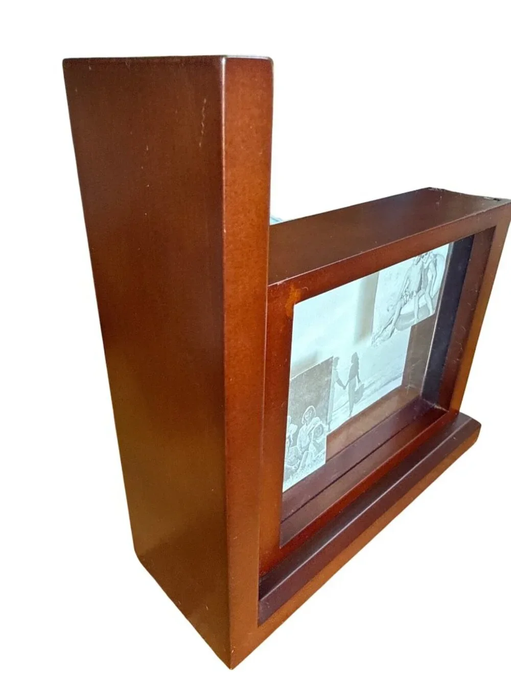 J Marks Set Of 2 Mahogany Wood 3D Picture Frame Bookends For 4x6 Photos